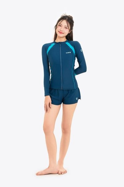  Áo bơi nữ tay dài khoá kéo kín đáo và chống nắng Orchid Alina 