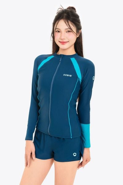  Áo bơi nữ tay dài khoá kéo kín đáo và chống nắng Orchid Alina 