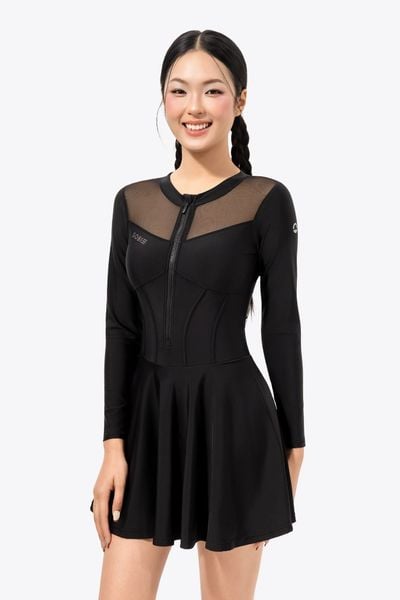  Đồ bơi nữ liền thân váy tay dài khoá kéo kín đáo và chống nắng Ori Desi 