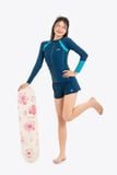  Áo bơi nữ tay dài khoá kéo kín đáo và chống nắng Orchid Alina 