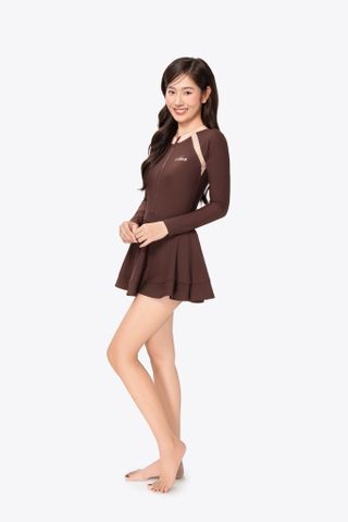  Đồ bơi nữ SOBIE liền thân váy tay dài kín đáo chống nắng Floral Bily 