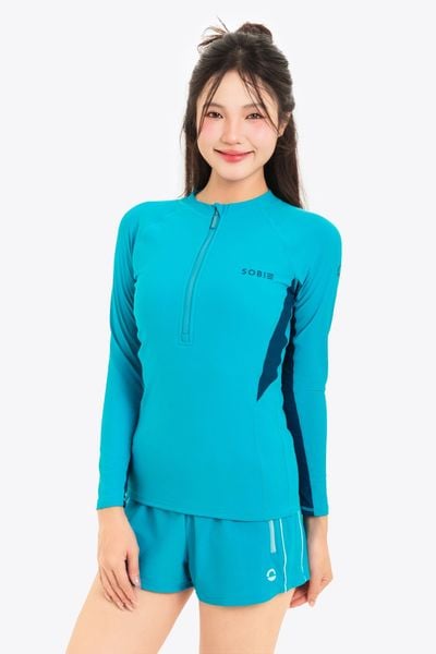  Áo bơi nữ tay dài khoá kéo kín đáo và chống nắng Orchid Lila 