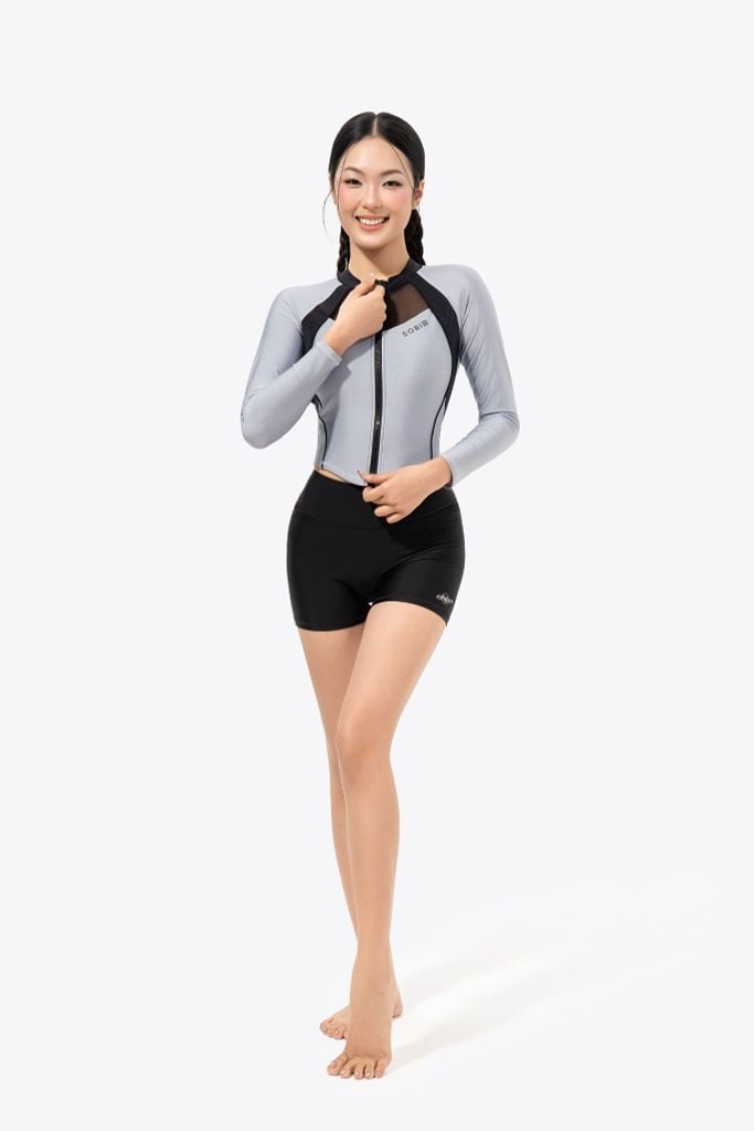 Áo bơi nữ croptop tay dài kín đáo và chống nắng Ori Jena — 2