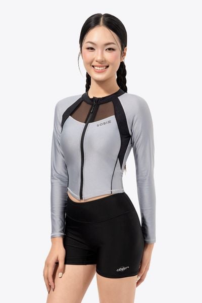  Áo bơi nữ croptop tay dài kín đáo và chống nắng Ori Jena 