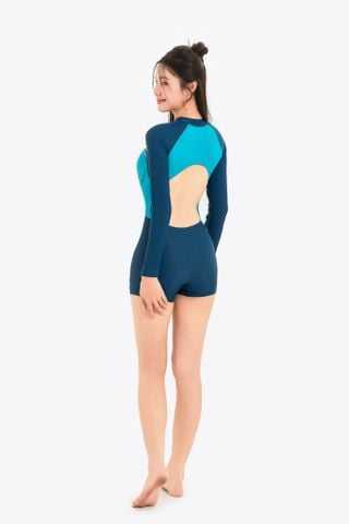 Đồ bơi nữ liền thân tay dài khoét lưng khoá kéo kín đáo và chống nắng Orchid Vela 