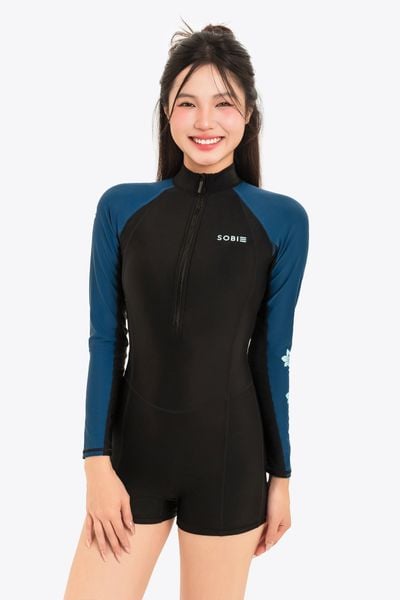  Đồ bơi nữ liền thân tay dài khoá kéo kín đáo và chống nắng Orchid 