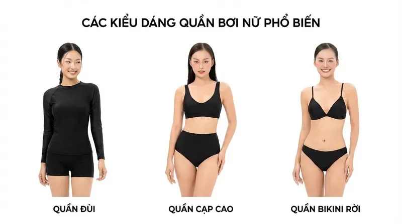 Phân tích các kiểu dáng quần bơi nữ phổ biến nhất hiện nay