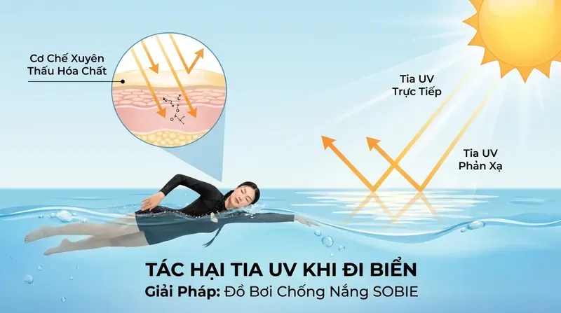 Tác hại tia UV khi đi biển và cơ chế xuyên thấu lớp hóa chất