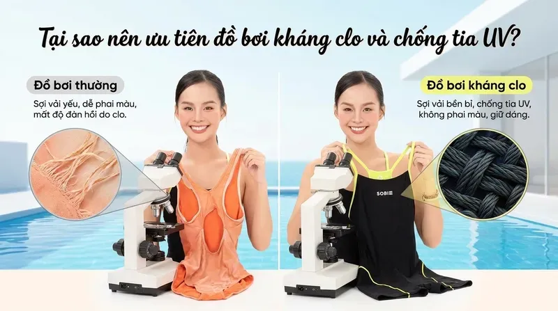 Tại sao nên ưu tiên đồ bơi kháng clo và chống tia UV?