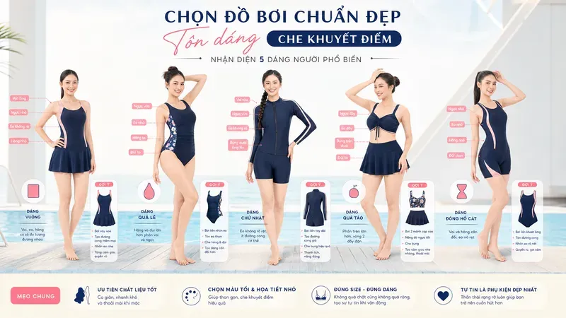 Xác định đúng khuyết điểm cơ thể để chọn đồ bơi che khuyết điểm hiệu quả