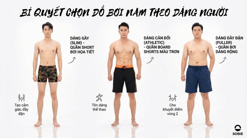 3. Bí quyết chọn đồ bơi nam theo dáng người để che khuyết điểm