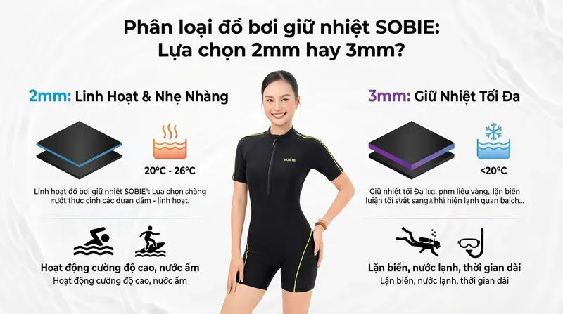 Phân loại đồ bơi giữ nhiệt SOBIE: Lựa chọn 2mm hay 3mm cho mục đích của bạn?