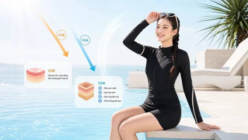 Tia UVA, UVB và nguy cơ lão hóa da khi đi biển