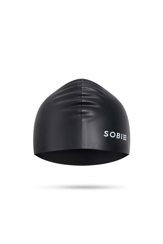 Nón bơi silicone cao cấp dành cho tóc dài SOBIE Black - White S26 — 4