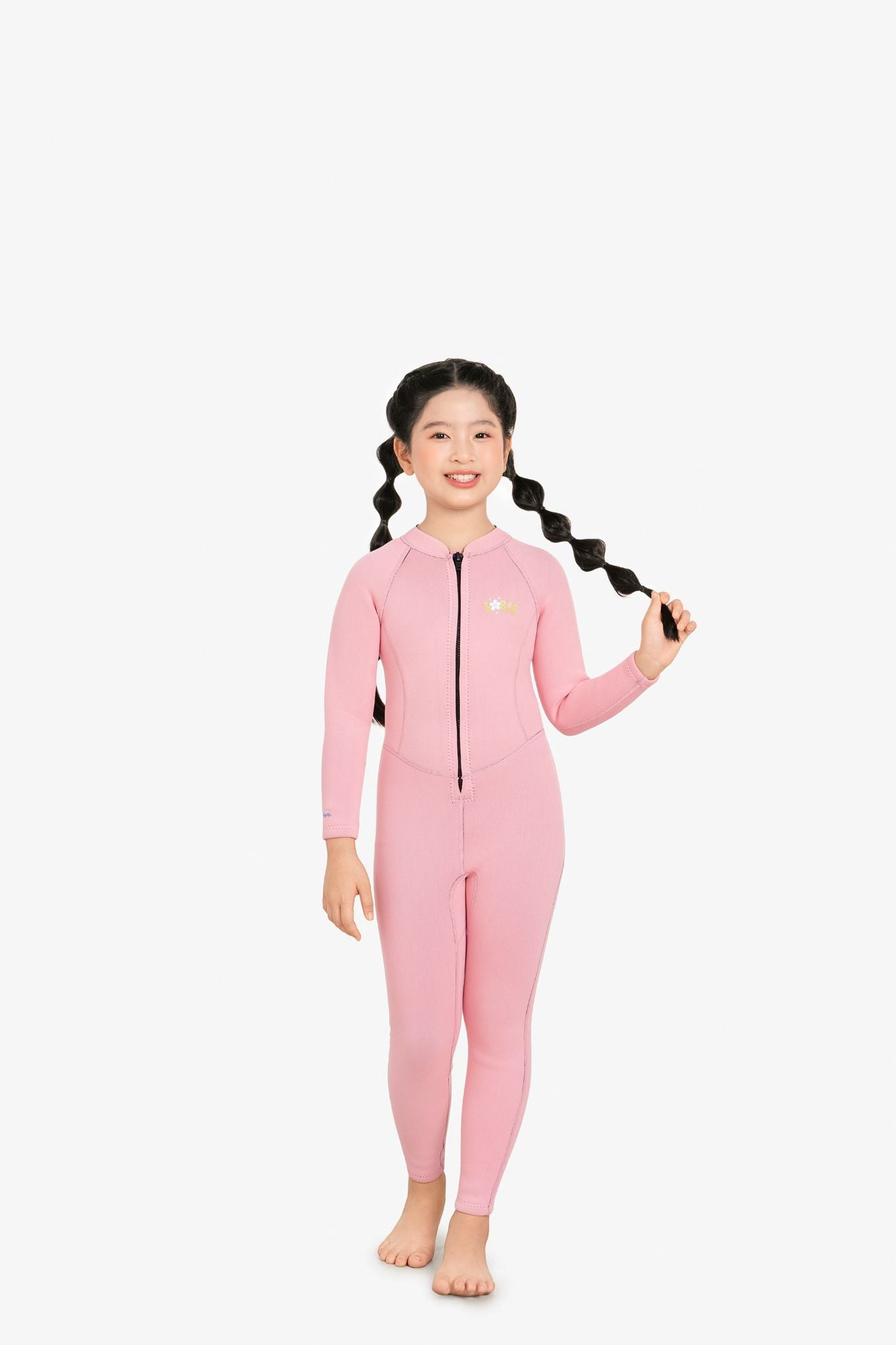 Wetsuit KID bé gái SOBIE liền thân tay dài giữ nhiệt màu hồng Warmy Pink — 2