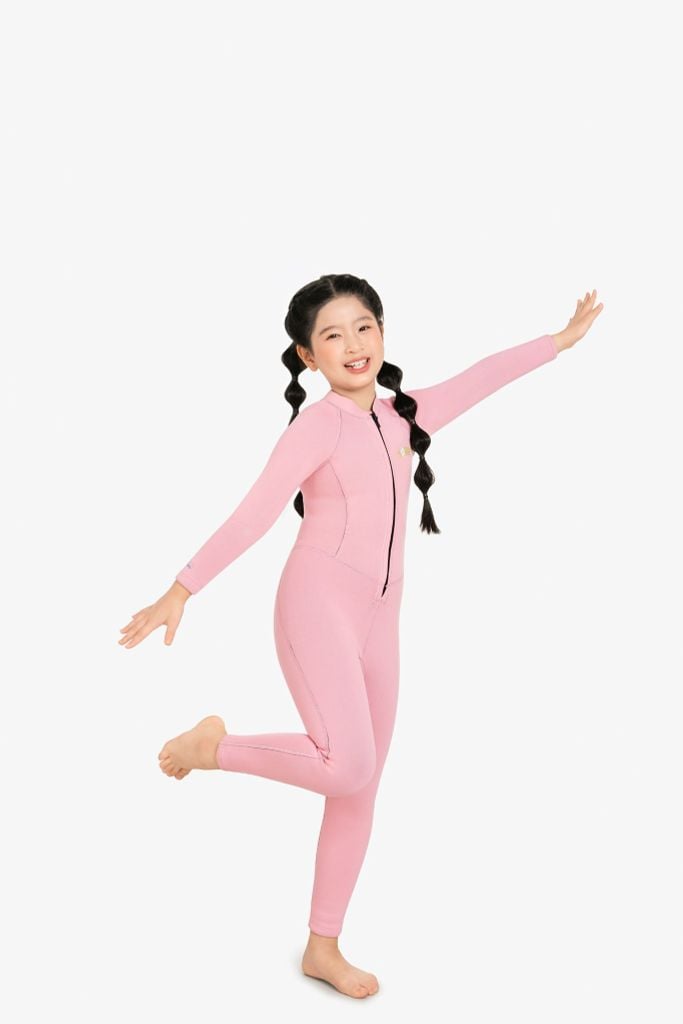 Wetsuit KID bé gái SOBIE liền thân tay dài giữ nhiệt màu hồng Warmy Pink, ảnh 3