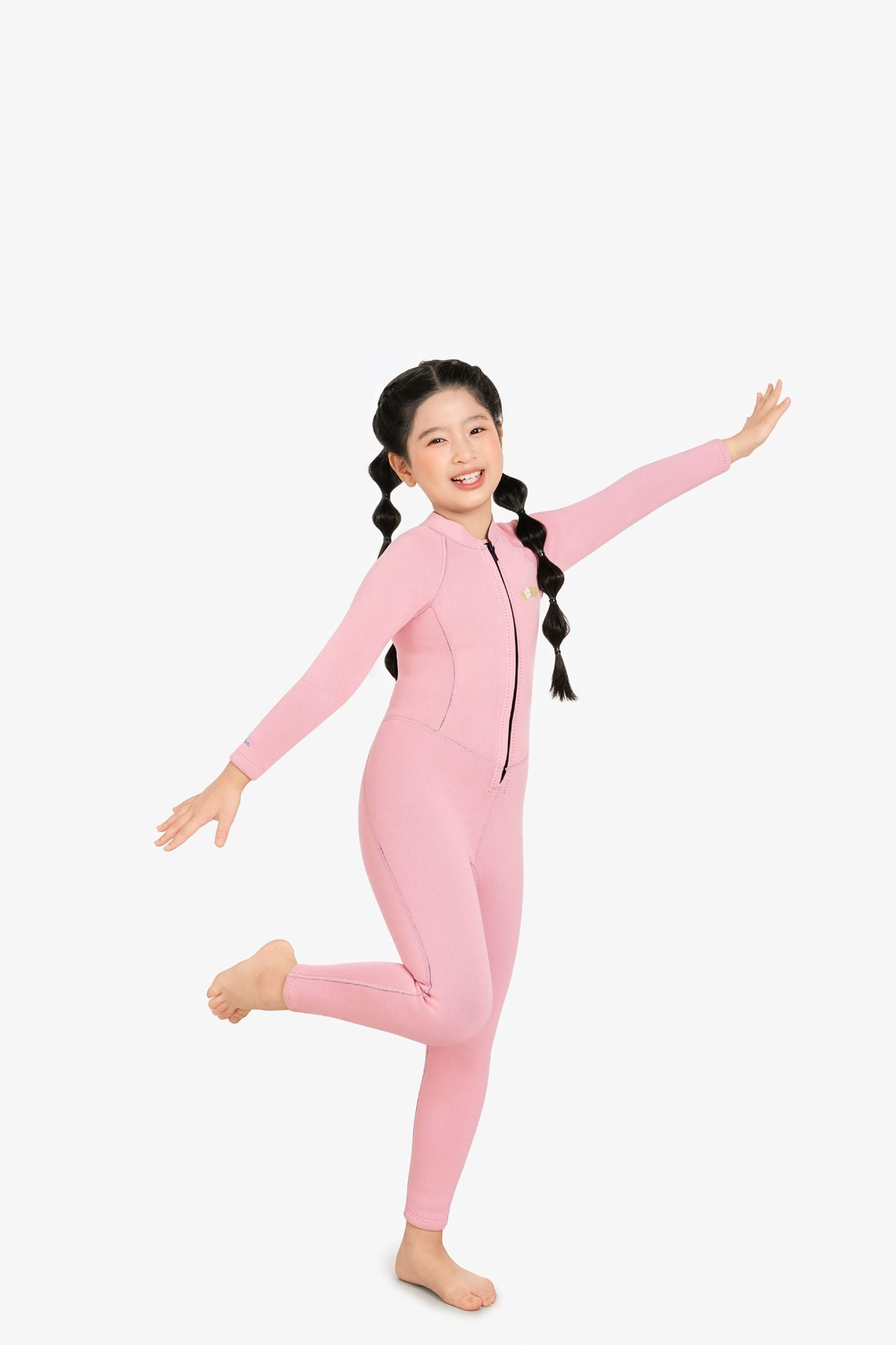 Wetsuit KID bé gái SOBIE liền thân tay dài giữ nhiệt màu hồng Warmy Pink — 3