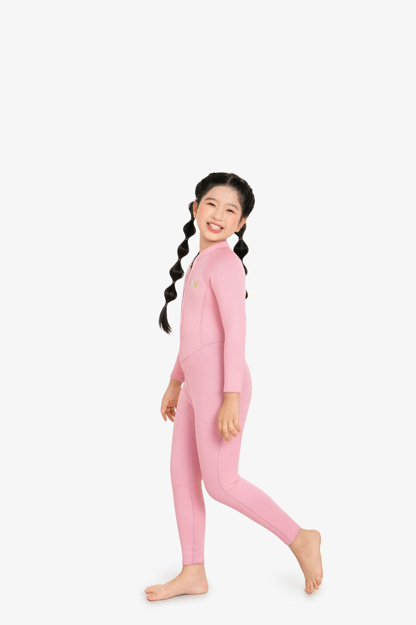 Wetsuit KID bé gái SOBIE liền thân tay dài giữ nhiệt màu hồng Warmy Pink — 4