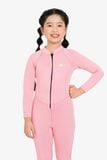 Wetsuit KID bé gái SOBIE liền thân tay dài giữ nhiệt màu hồng Warmy Pink 1
