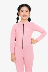 Wetsuit KID bé gái SOBIE liền thân tay dài giữ nhiệt màu hồng Warmy Pink 1
