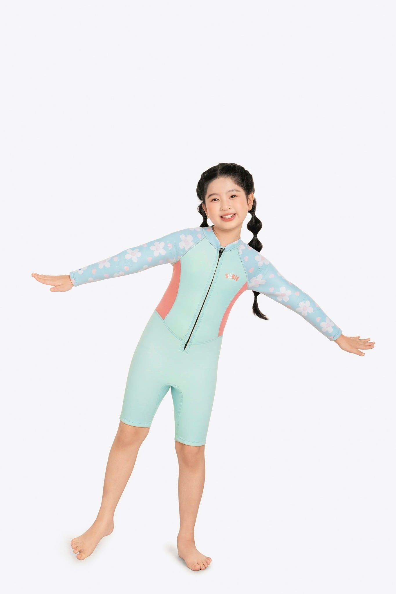 Wetsuit KID bé gái SOBIE liền thân tay dài giữ nhiệt màu xanh Warmy Baby Blue — 2