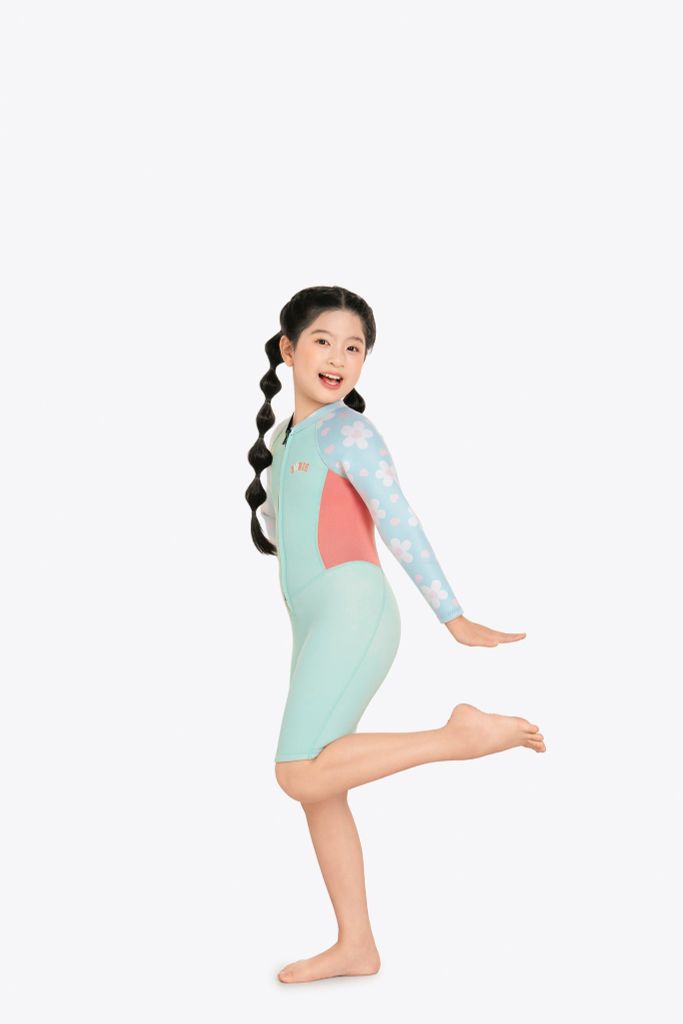 Wetsuit KID bé gái SOBIE liền thân tay dài giữ nhiệt màu xanh Warmy Baby Blue, ảnh 3