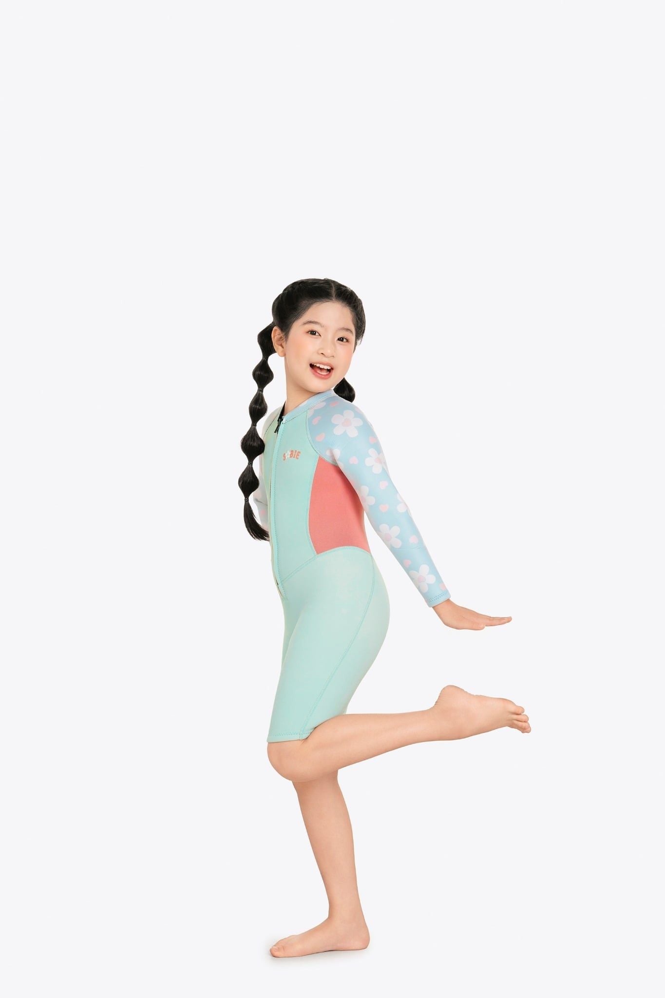 Wetsuit KID bé gái SOBIE liền thân tay dài giữ nhiệt màu xanh Warmy Baby Blue — 3