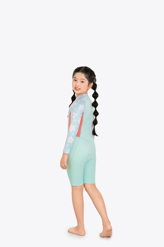 Wetsuit KID bé gái SOBIE liền thân tay dài giữ nhiệt màu xanh Warmy Baby Blue, ảnh 5