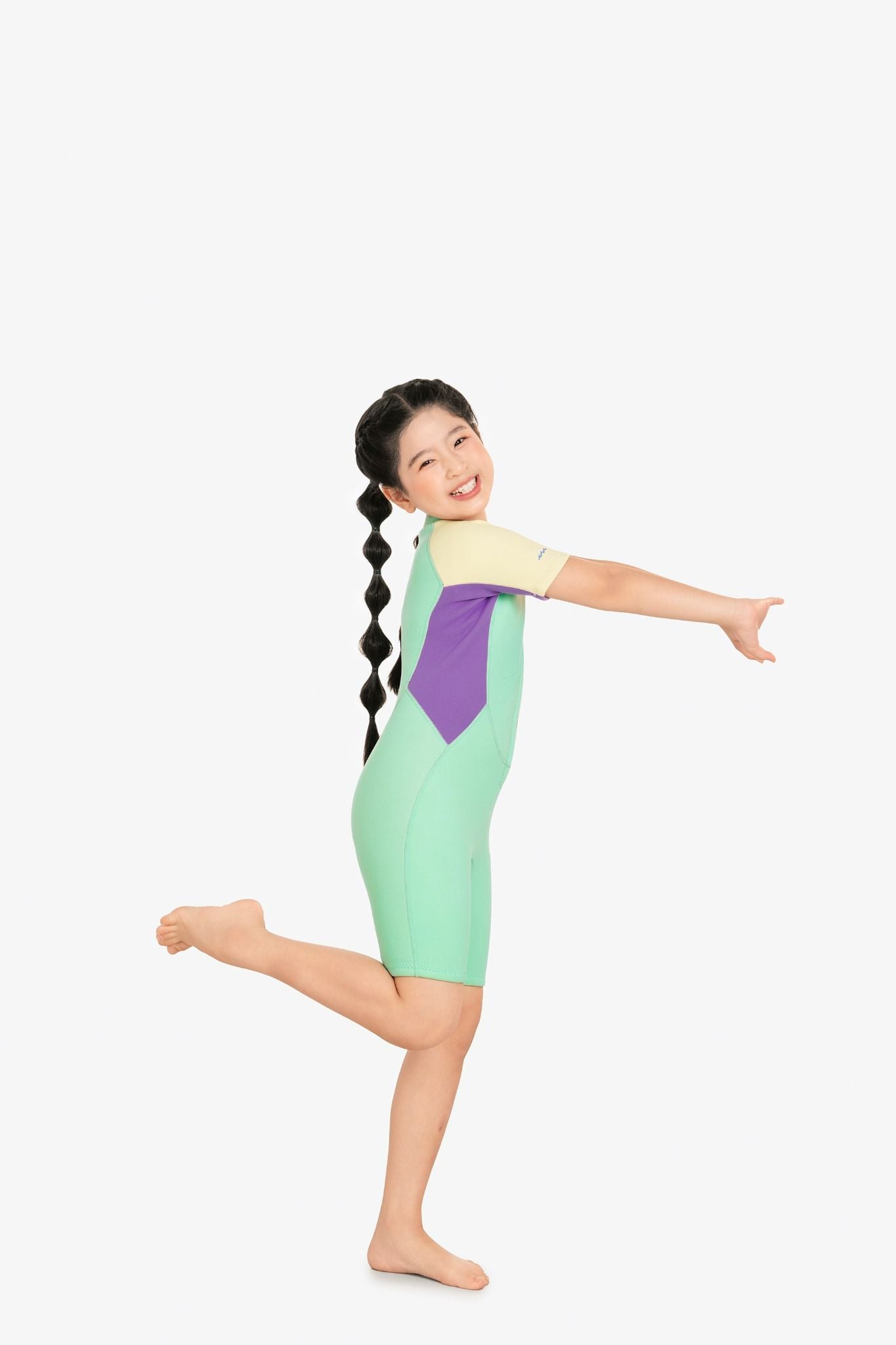 Wetsuit KID bé gái SOBIE liền thân tay ngắn giữ nhiệt màu xanh Warmy Mint — 4