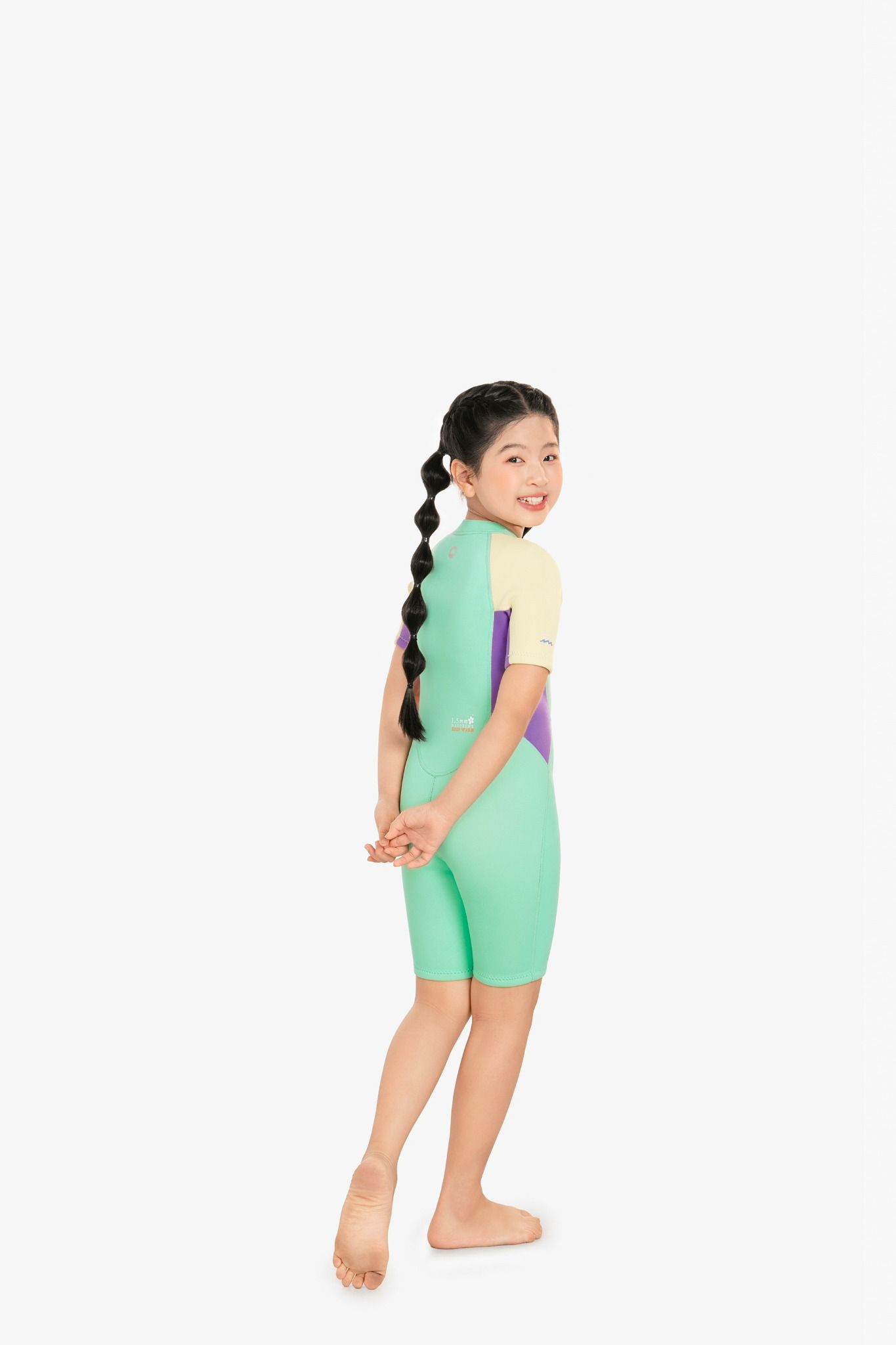 Wetsuit KID bé gái SOBIE liền thân tay ngắn giữ nhiệt màu xanh Warmy Mint — 5