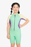 Wetsuit KID bé gái SOBIE liền thân tay ngắn giữ nhiệt màu xanh Warmy Mint 1