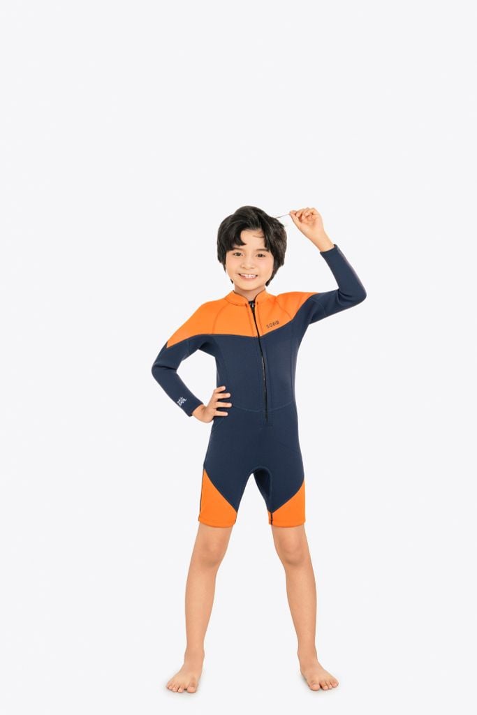 Wetsuit KID bé trai SOBIE liền thân tay dài giữ nhiệt màu Navy Warmy Navy, ảnh 2