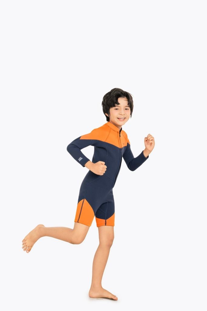 Wetsuit KID bé trai SOBIE liền thân tay dài giữ nhiệt màu Navy Warmy Navy, ảnh 4