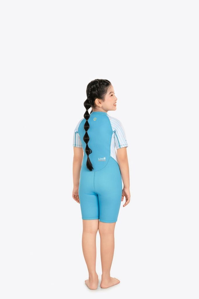 Wetsuit KID bé gái SOBIE liền thân tay ngắn giữ nhiệt màu xanh Warmy Ocean Blue — 5