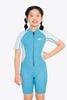 Wetsuit bé gái SOBIE liền thân tay ngắn giữ nhiệt màu xanh Warmy Ocean Blue