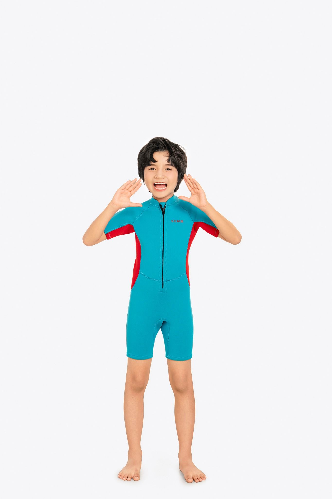 Wetsuit KID bé trai SOBIE liền thân tay ngắn giữ nhiệt màu xanh Warmy Green — 2