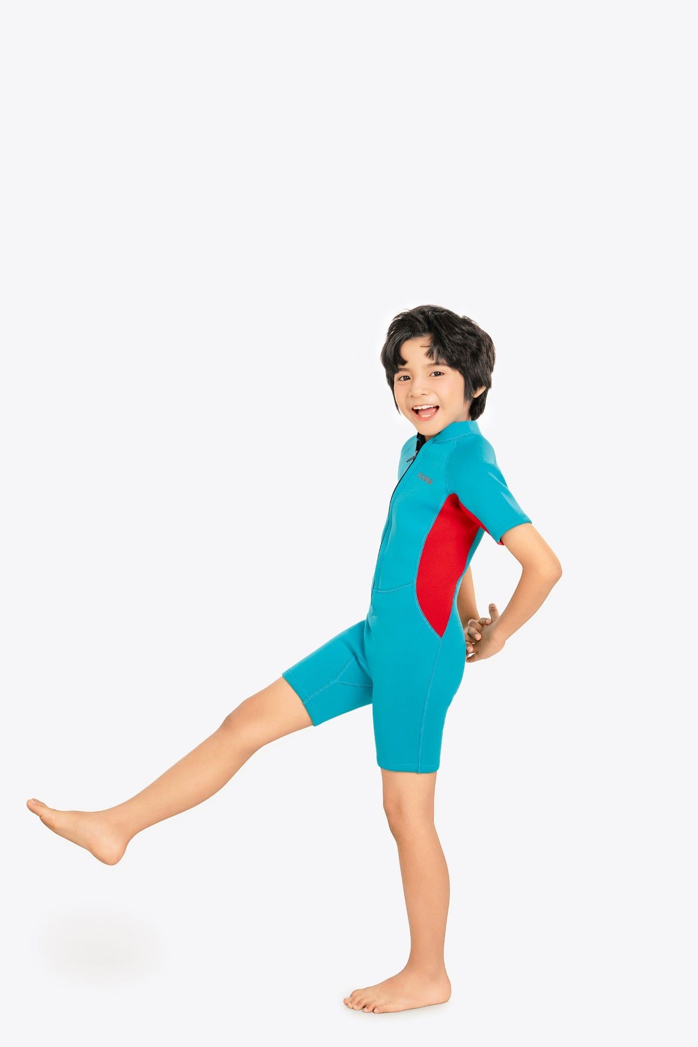 Wetsuit KID bé trai SOBIE liền thân tay ngắn giữ nhiệt màu xanh Warmy Green — 3