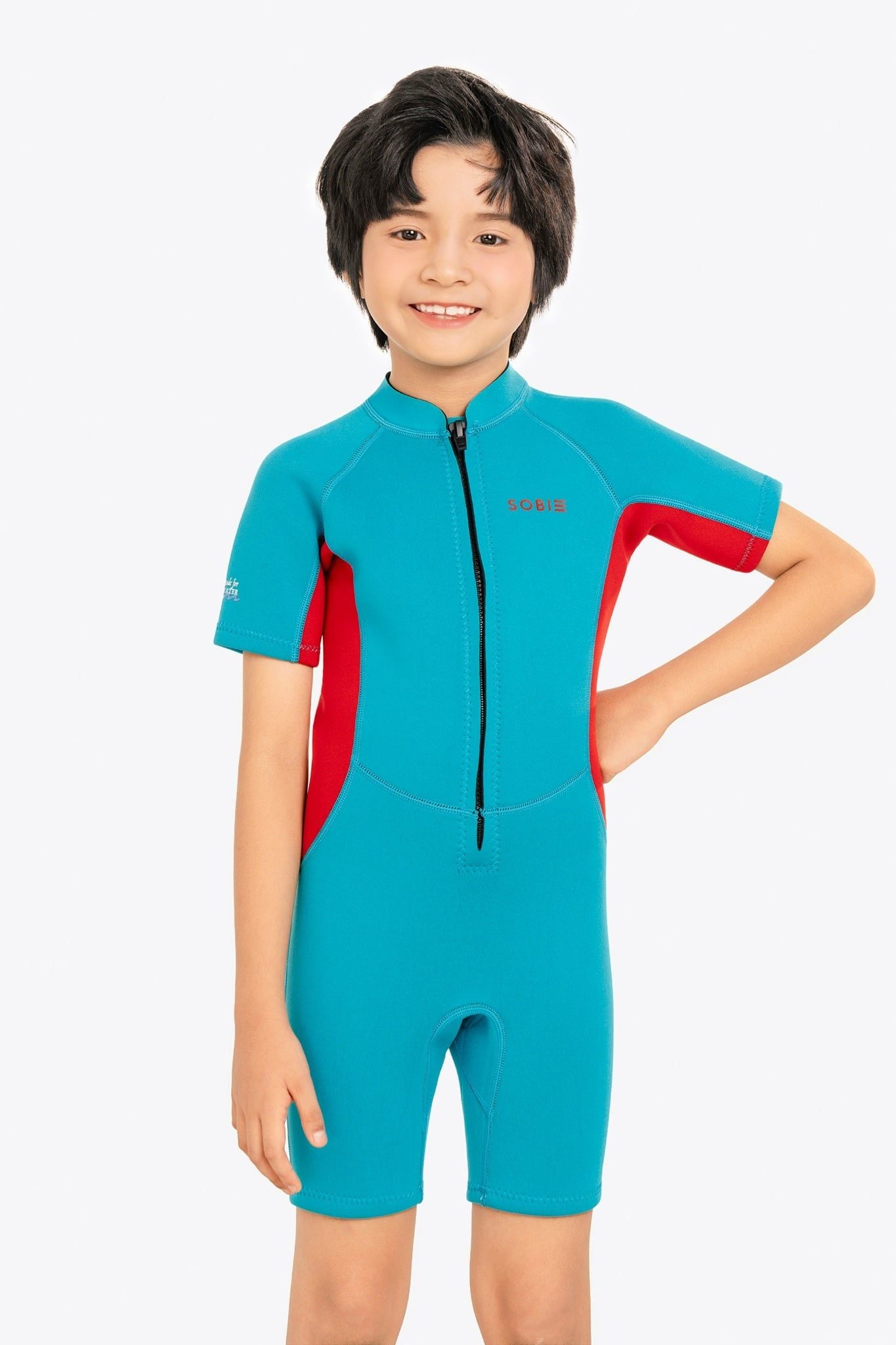Wetsuit bé trai SOBIE liền thân tay ngắn giữ nhiệt màu xanh Warmy Green