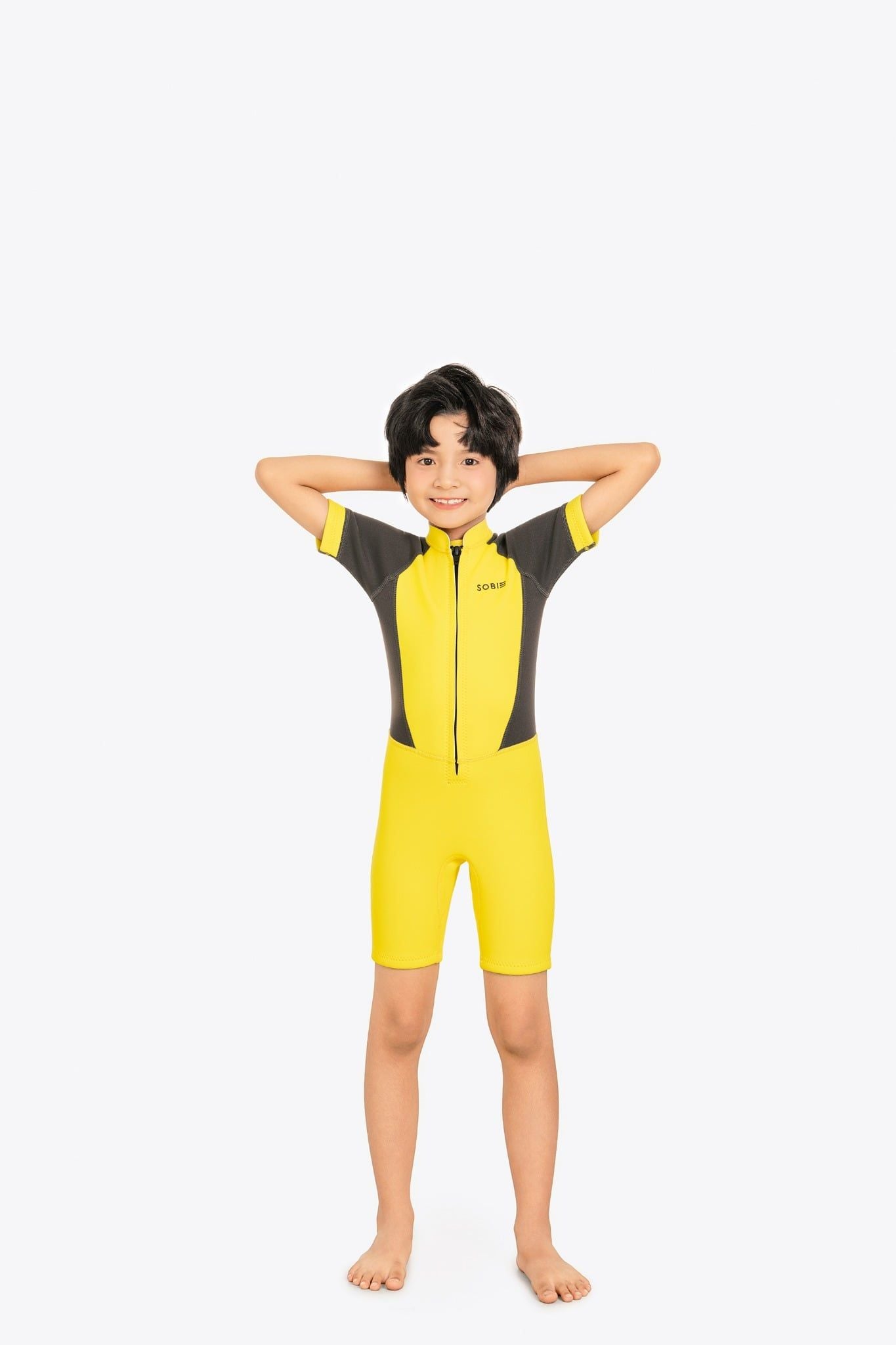 Wetsuit KID bé trai SOBIE liền thân tay ngắn giữ nhiệt màu vàng Warmy Yellow — 2