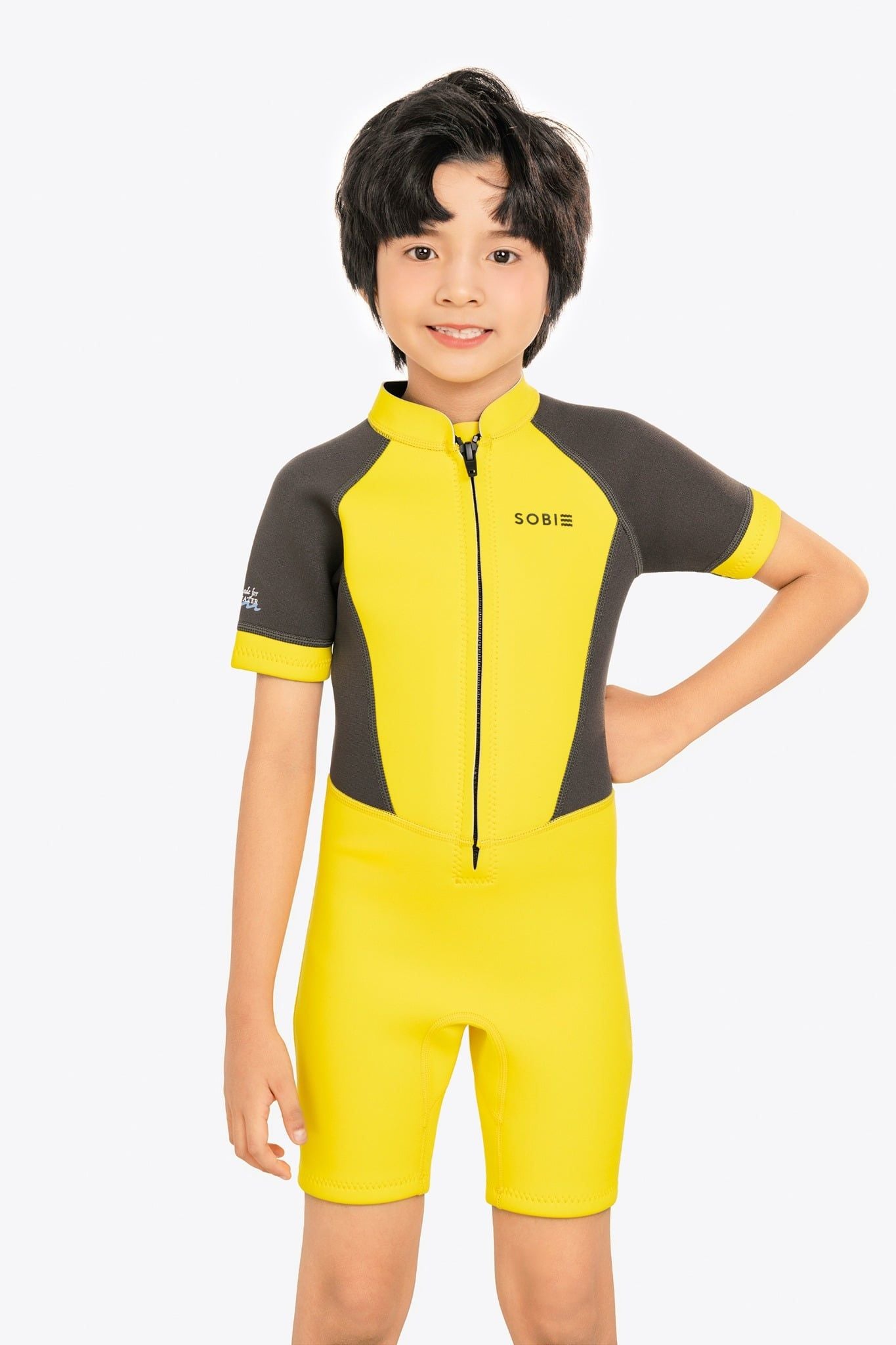 Wetsuit bé trai SOBIE liền thân tay ngắn giữ nhiệt màu vàng Warmy Yellow