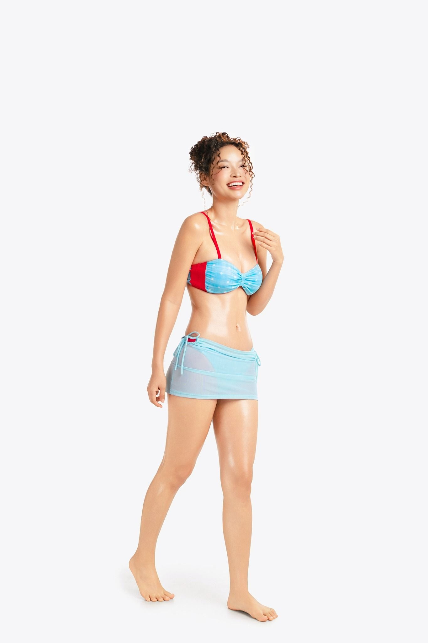 Set bikini SOBIE hoạ tiết caro kèm váy choàng voan So Hot — 9