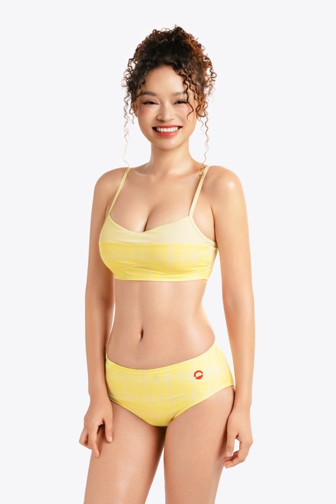 Set bikini 2 mảnh SOBIE hoạ tiết caro Hot Golden