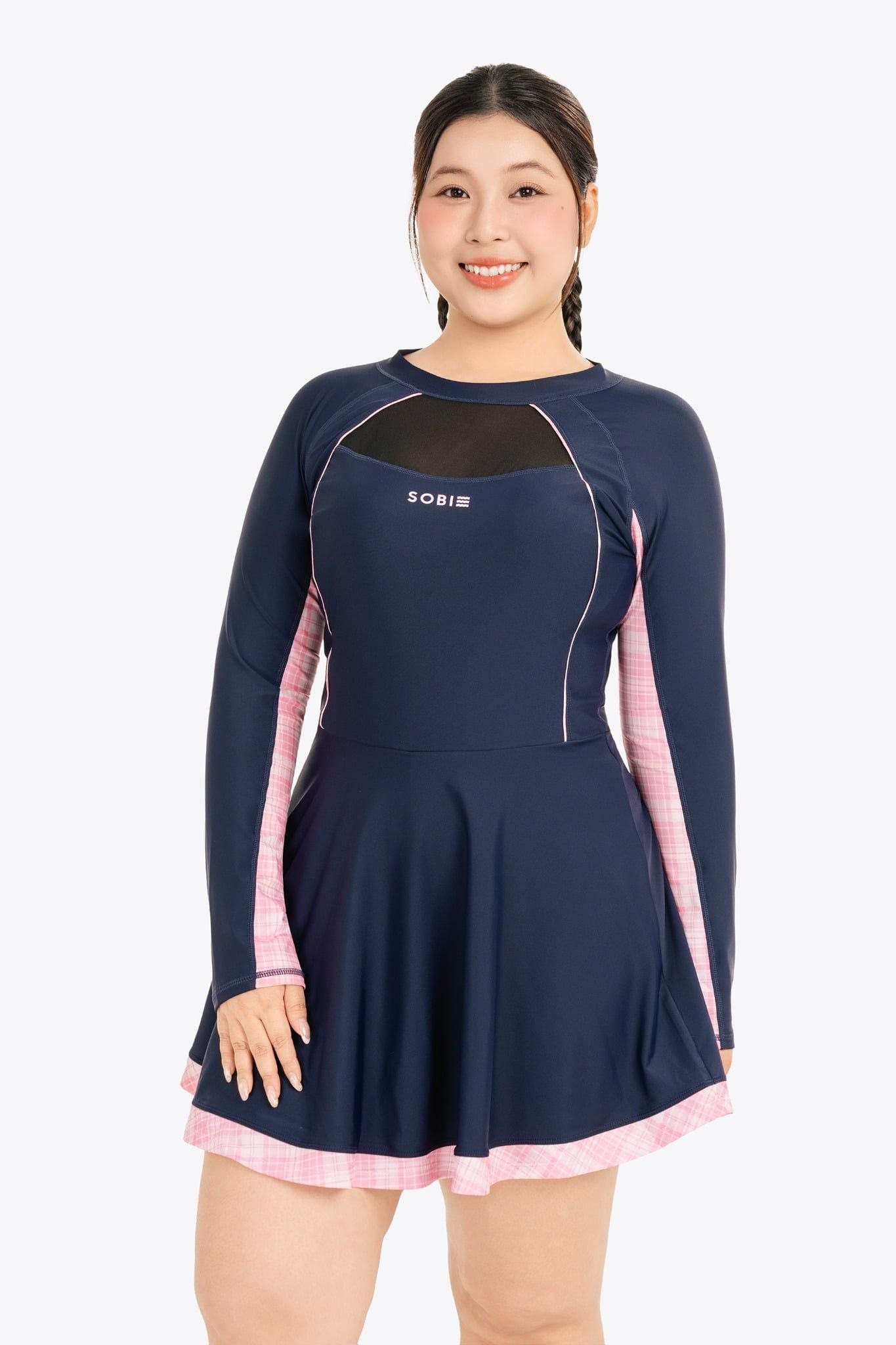 Đồ bơi nữ SOBIE liền thân váy tay dài chống nắng Chubby Sunny