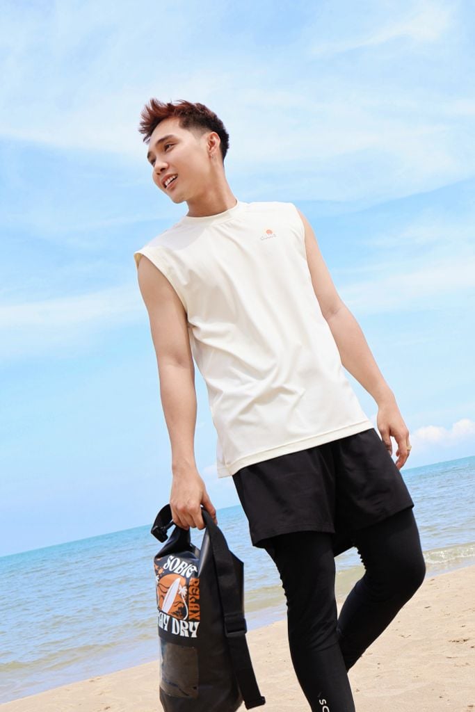 Áo Tank Rashguard đi biển Surfing Tank Summer Ivory, ảnh 2