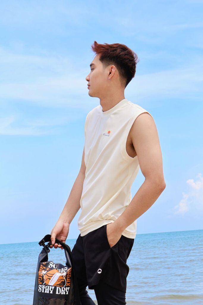 Áo Tank Rashguard đi biển Surfing Tank Summer Ivory, ảnh 4