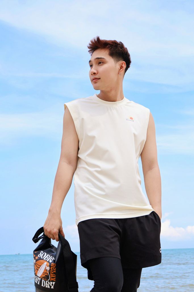 Áo Tank Rashguard đi biển Surfing Tank Summer Ivory, ảnh 7