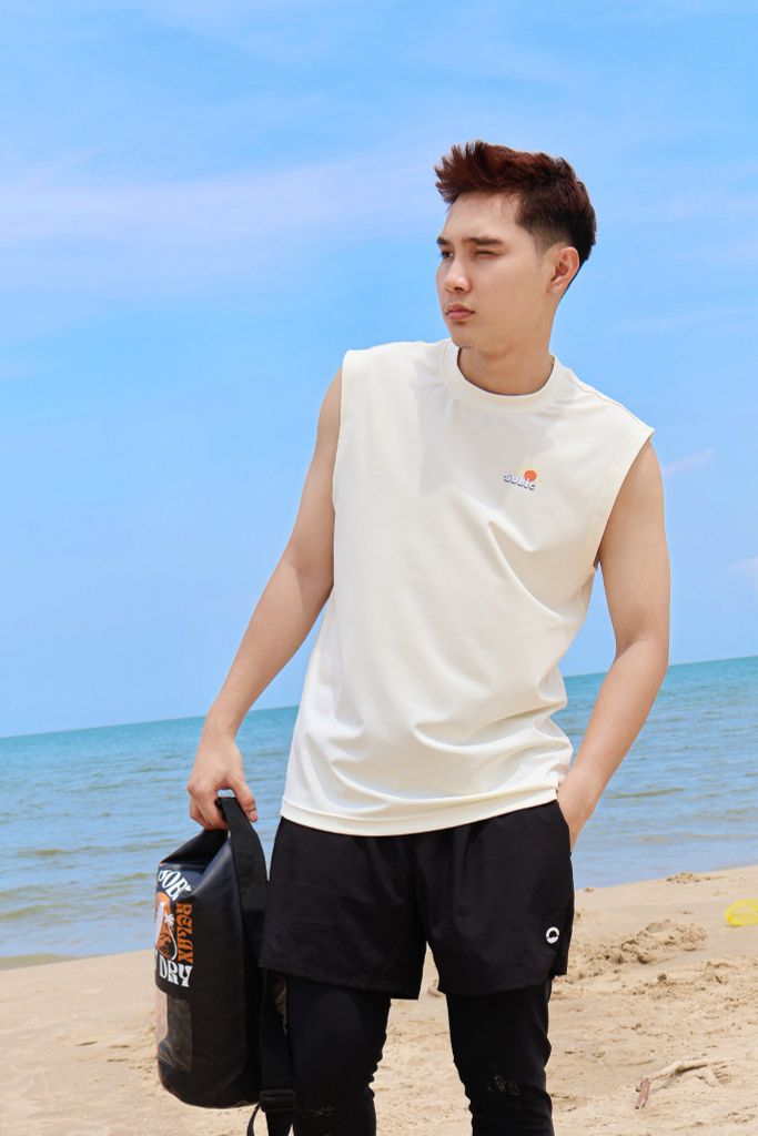 Áo Tank Rashguard đi biển Surfing Tank Summer Ivory, ảnh 6