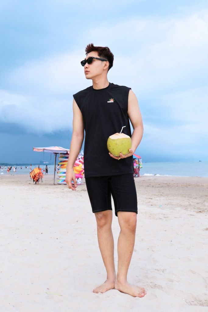 Áo Tank Rashguard đi biển Surfing Tank Summer Black, ảnh 2