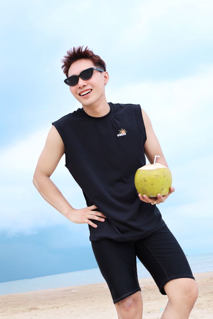 Áo Tank Rashguard đi biển Surfing Tank Summer Black, ảnh 3