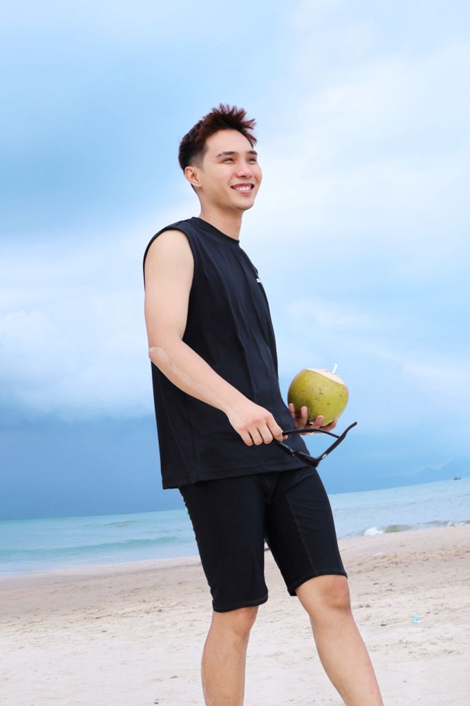 Áo Tank Rashguard đi biển Surfing Tank Summer Black, ảnh 4